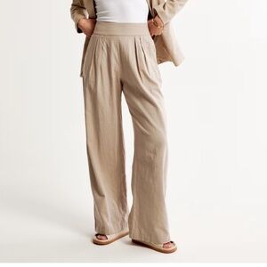 Abercrombie & Fitch Linen Blend Ultra Wide Leg Pants